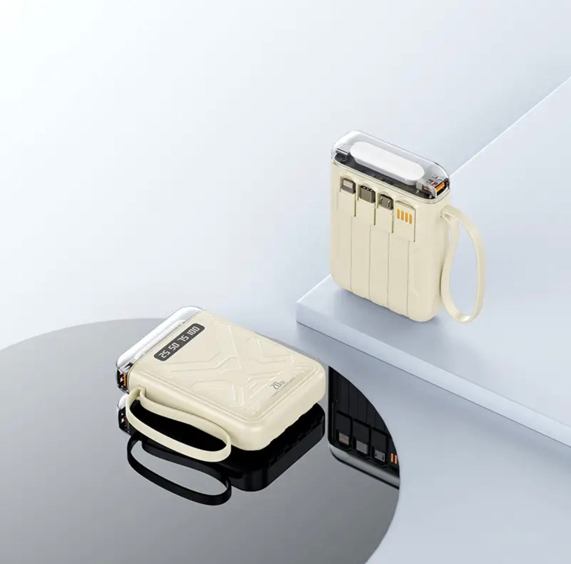 Comes with 4-wire 20000 mAh power bank with large capacity and fast charging Mini portable universal mobile phone power bank