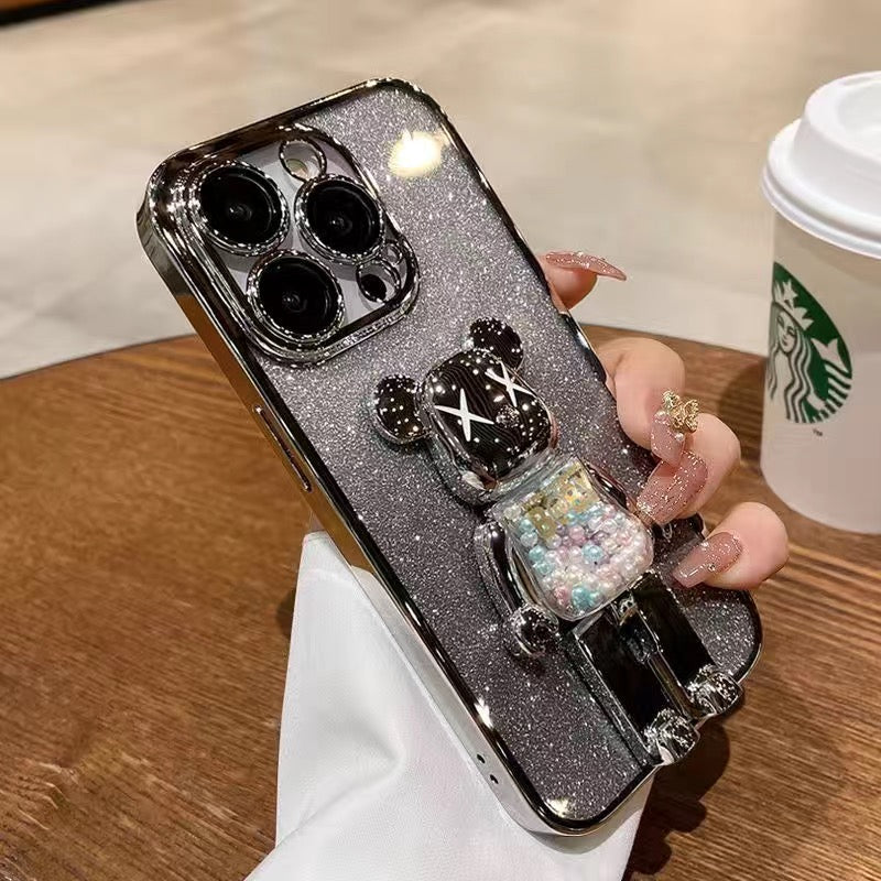 Cartoon Candy/Fruit Bear Bracket/Apple Phone Case With Lens Film/Gradient