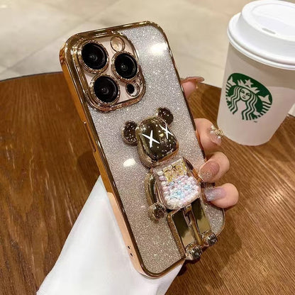 Cartoon Candy/Fruit Bear Bracket/Apple Phone Case With Lens Film/Gradient