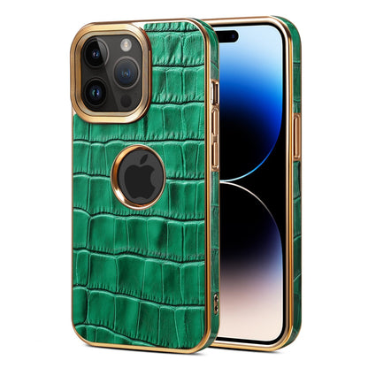 [First layer cowhide] Apple 15-12 genuine leather crocodile pattern mobile phone case, high-end anti-fall