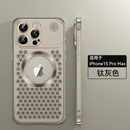 Apple16-12 aluminum alloy metal phone case supports wireless magnetic cooling