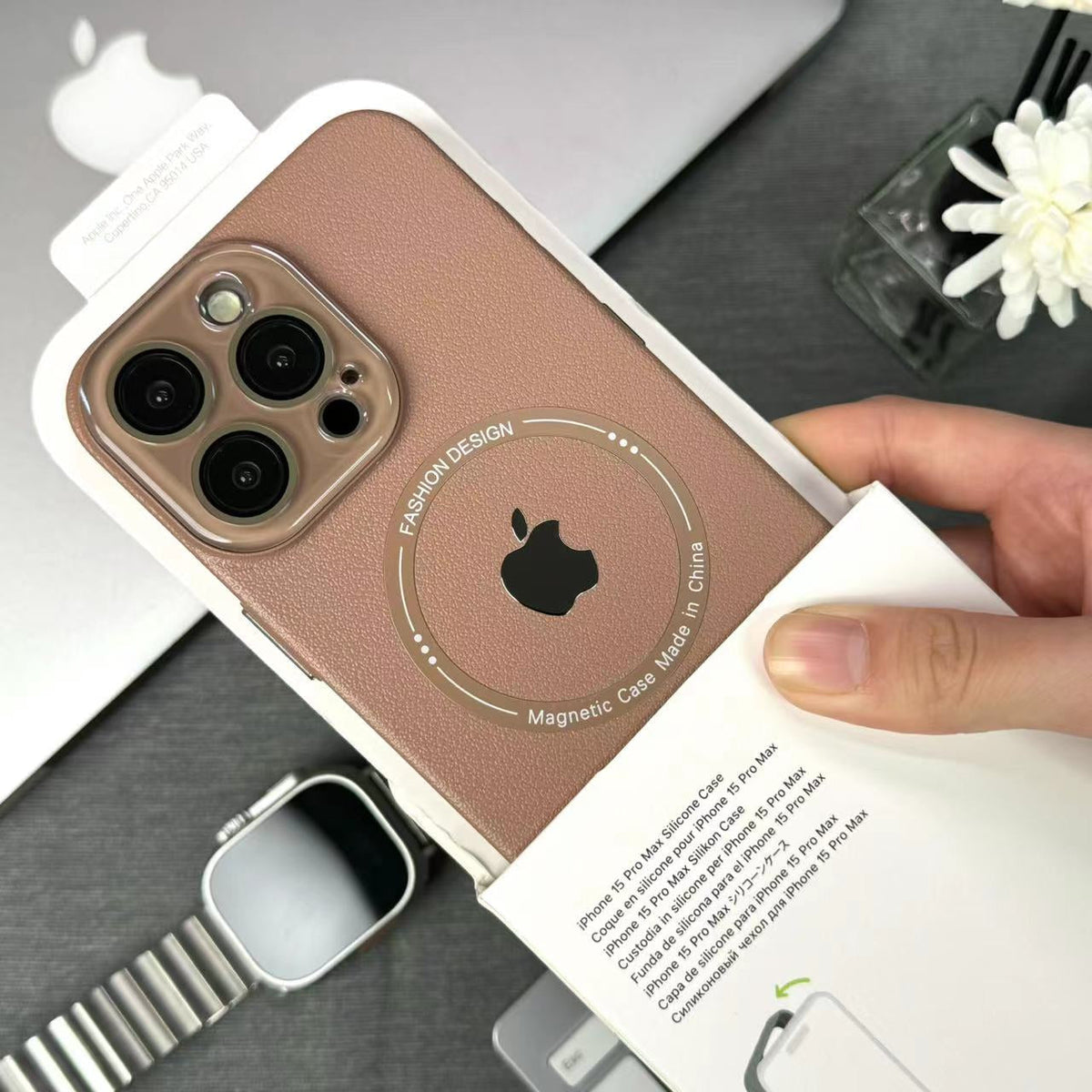Apple 15/12 goggles light and thin litchi pattern magnetic shell