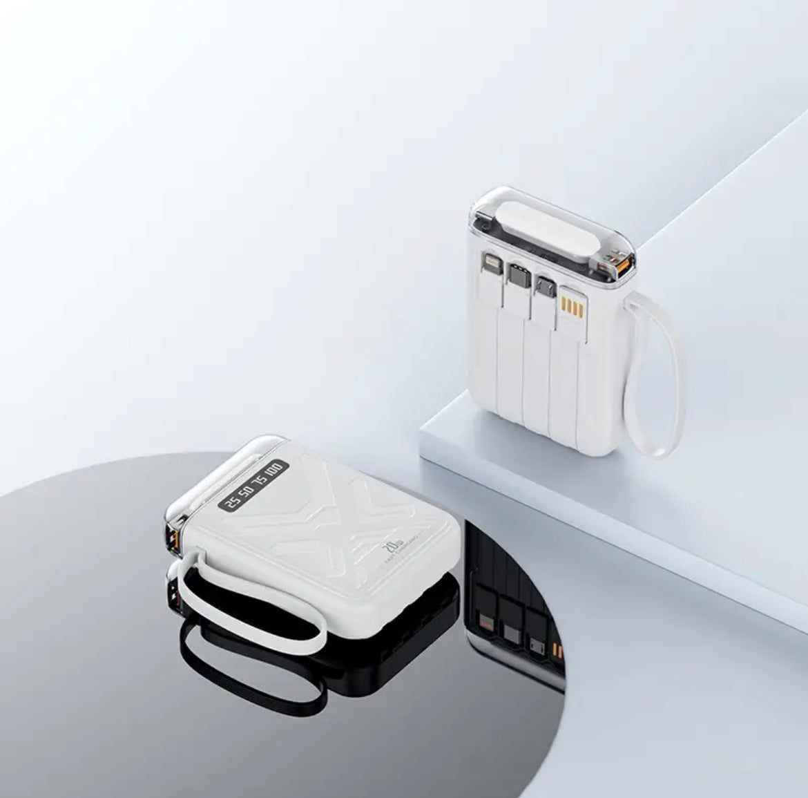Comes with 4-wire 20000 mAh power bank with large capacity and fast charging Mini portable universal mobile phone power bank
