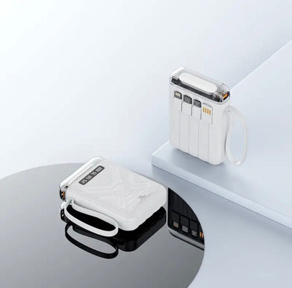 Comes with 4-wire 20000 mAh power bank with large capacity and fast charging Mini portable universal mobile phone power bank