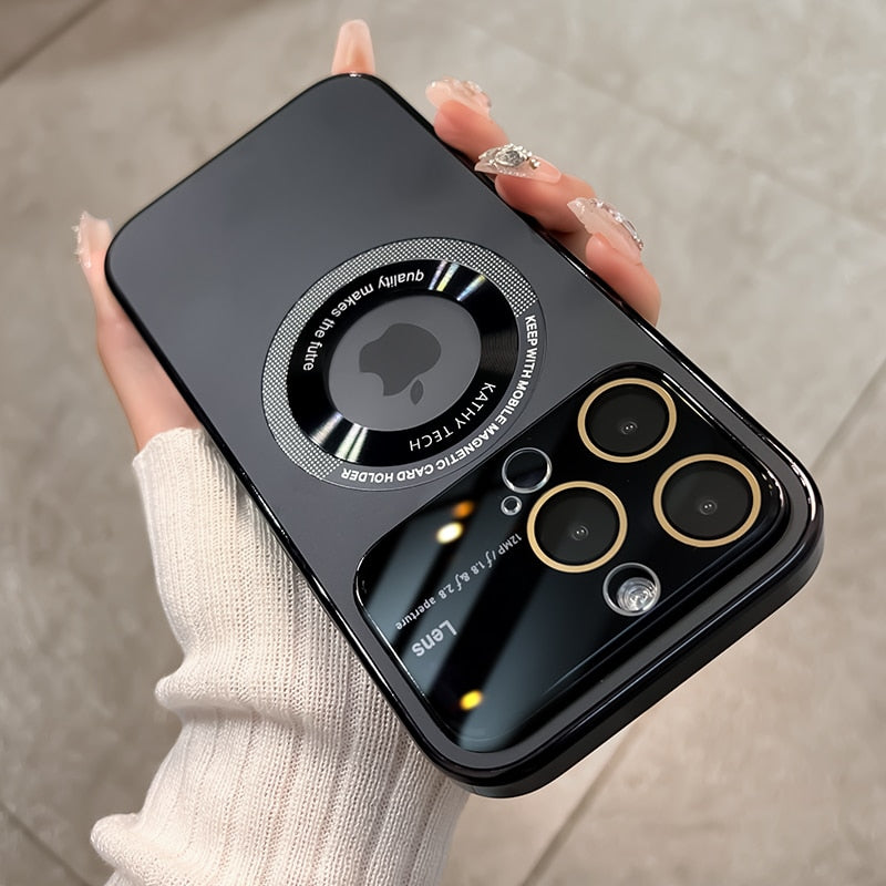 Magnetic frosted all-inclusive iPhone 15-11 phone case for glasses. High-end and simple