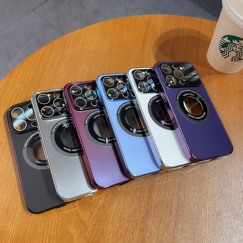 Magnetic frosted all-inclusive iPhone 15-11 phone case for glasses. High-end and simple