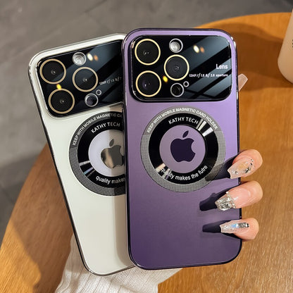 Magnetic frosted all-inclusive iPhone 15-11 phone case for glasses. High-end and simple