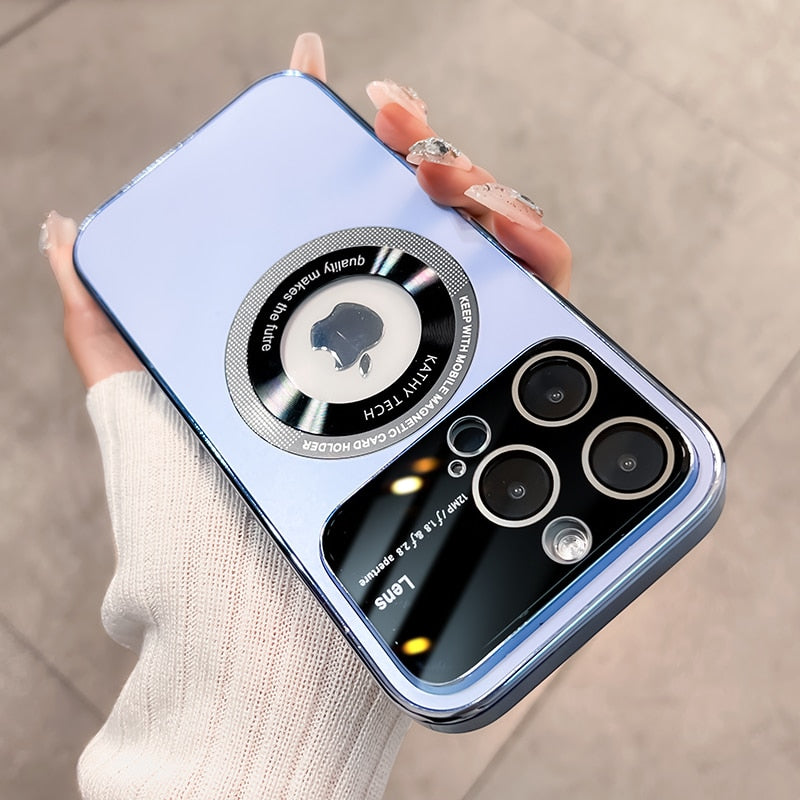 Magnetic frosted all-inclusive iPhone 15-11 phone case for glasses. High-end and simple